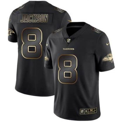 wholesale jerseys china us Men\\’s Baltimore Ravens #8 Lamar Jackson Black Gold Vapor ...