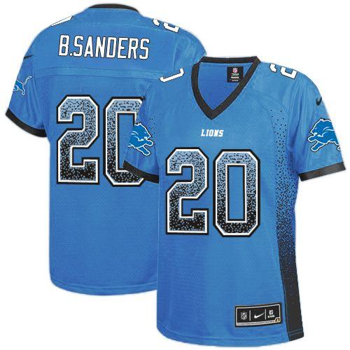 wholesale jerseys.com Women\u0026#92;\u2019s Detroit Lions #20 Barry Sanders Light Blue Team Color Stitched ...